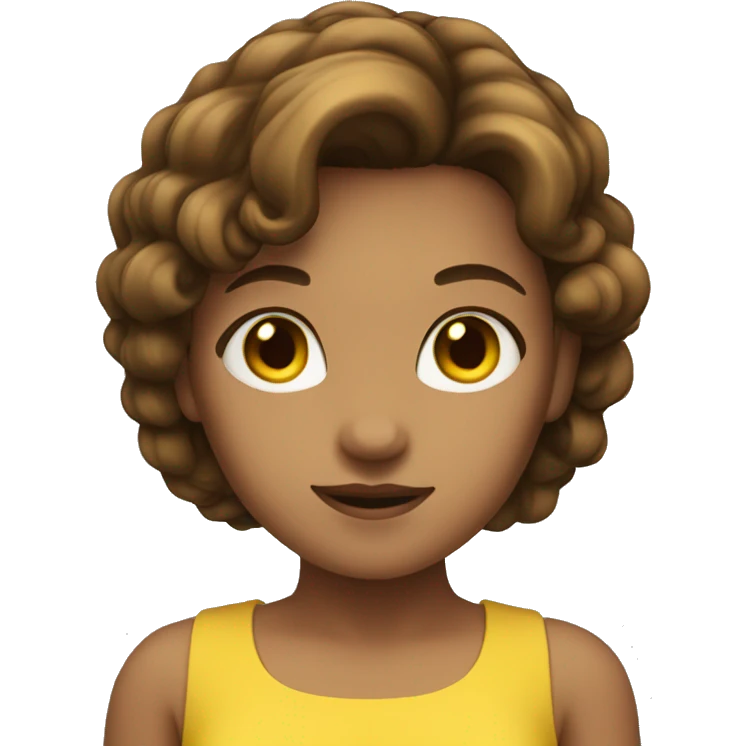 girl in a short yellow dress and has brown hair emoji