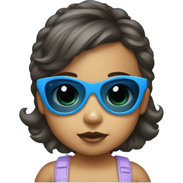 little baby girl with blue frame sunglasses and dark lens emoji