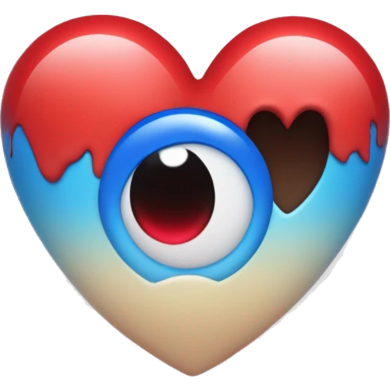 make a heart eyes emoji with one heart to be blue and one red emoji