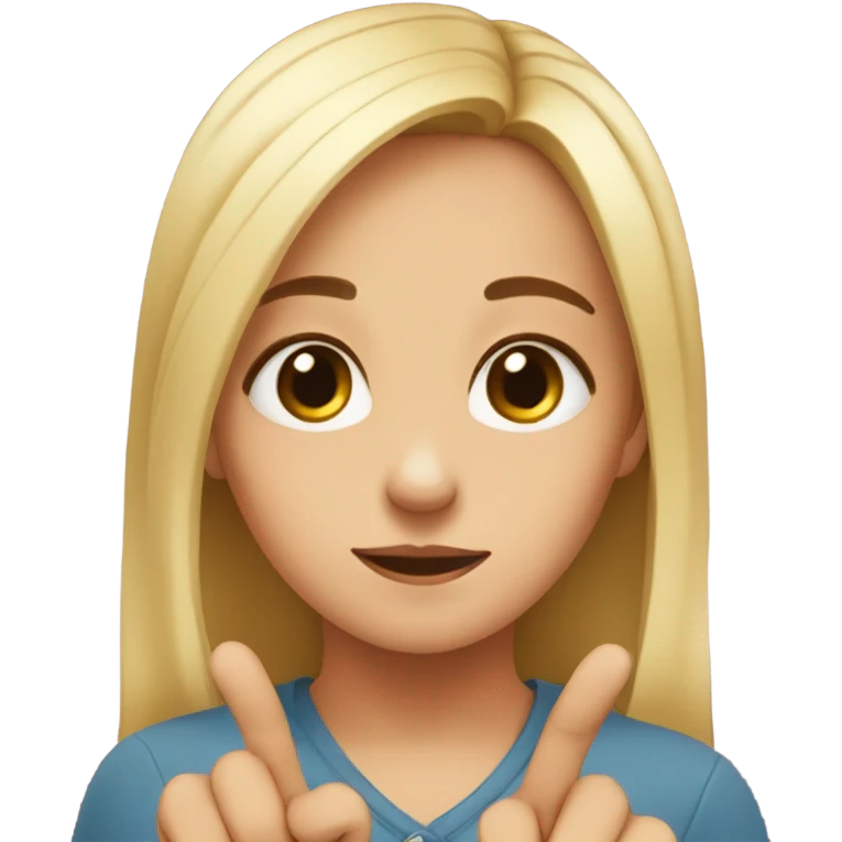 Girl twiddling her fingers with puppy eyes emoji