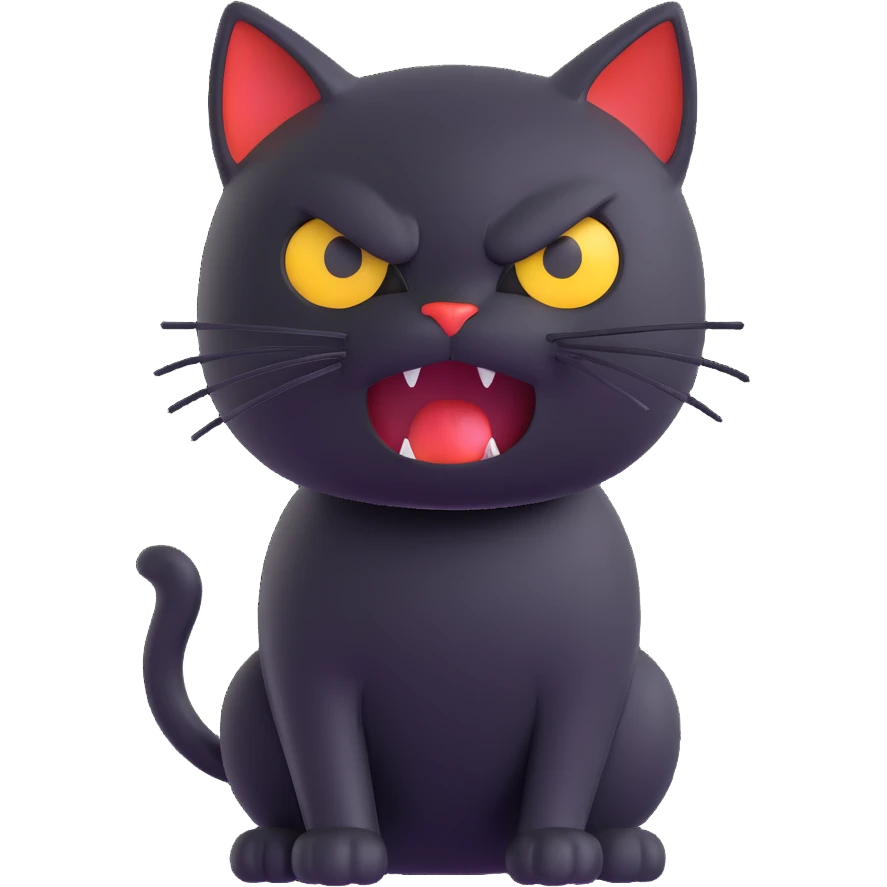 angry black cat, 3D style emoji