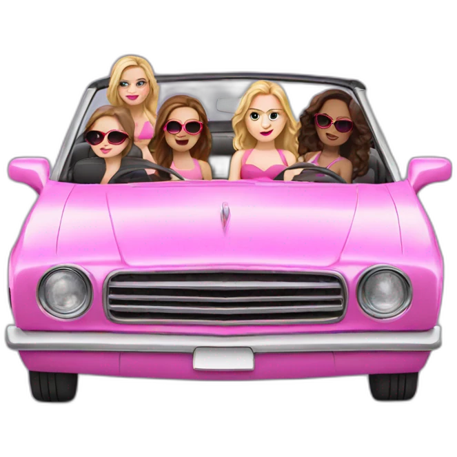 Mean girls in pink convertible emoji