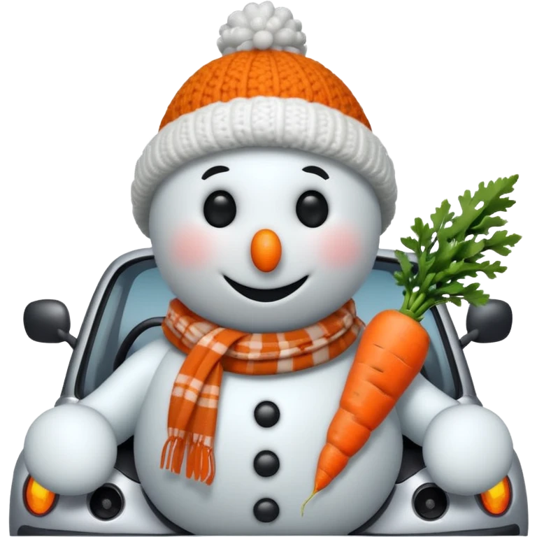 snowman driving a car emoji