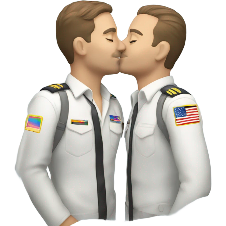 2 Caucasian male gay pilots kiss emoji