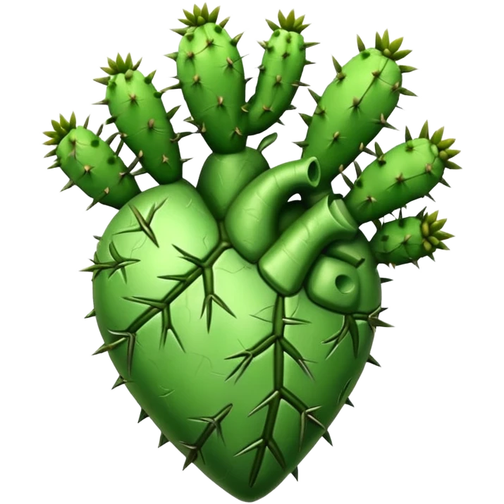 Anatomical green heart with cactus spikes  emoji
