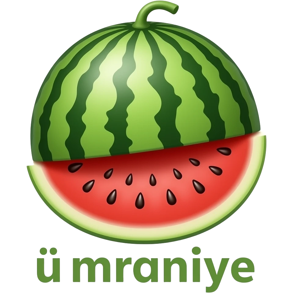 Altında "ümraniye" yazan tam  kavun motifi emoji