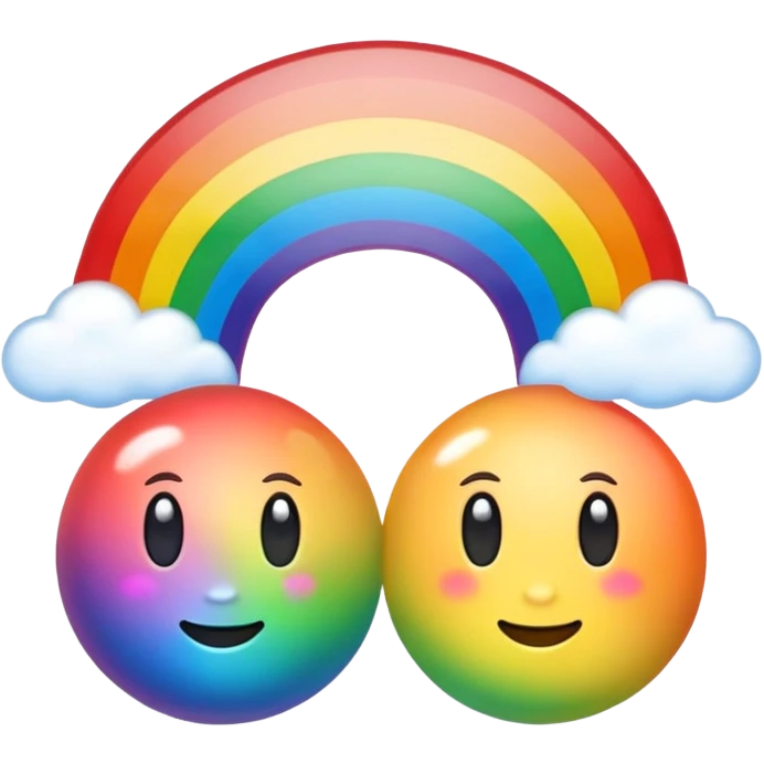 Two skin colored orbs with a rainbow coming out of them emoji