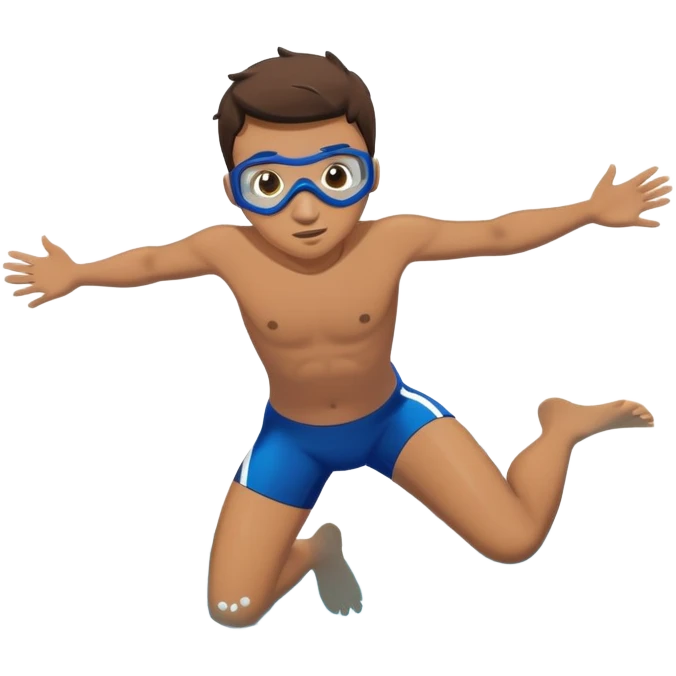 determined pool diver dives into a pool of confidence blue water underneath water water determined look emoji