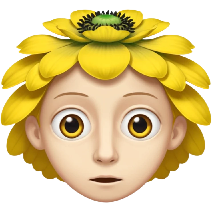 five leaved yellow anemone eyes mouth emoji