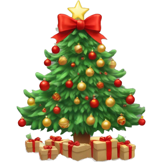 Aesthetic Christmas tree with a red bow￼  emoji