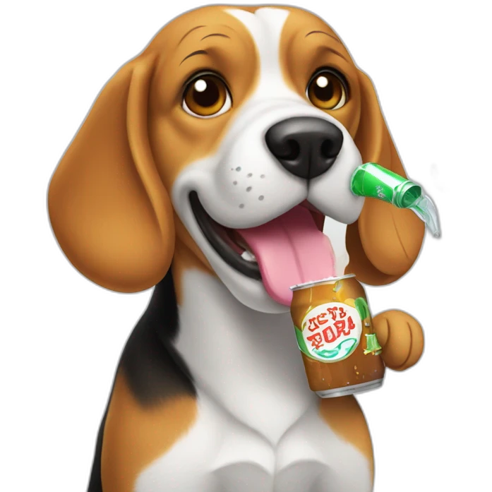 Beagle drinking soda emoji
