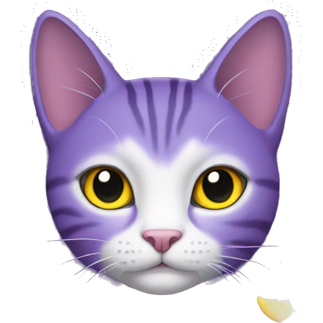 Purple cat With a yellow Moon necklace Black eyes and White pupils emoji