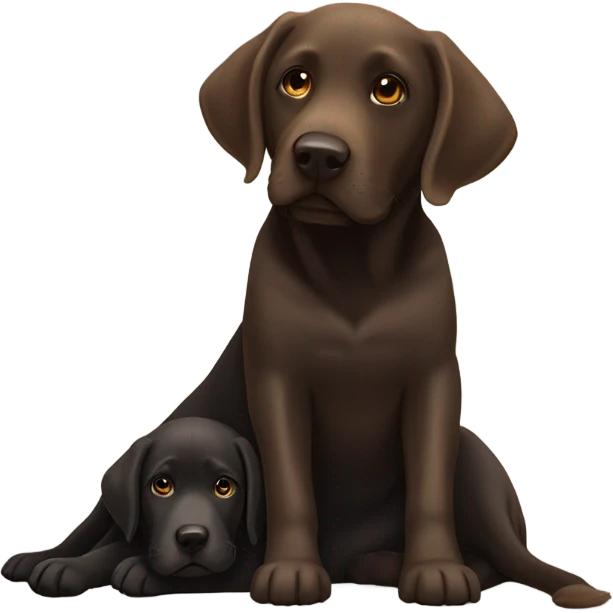  Black Labrador and brown Labrador lying on each other emoji