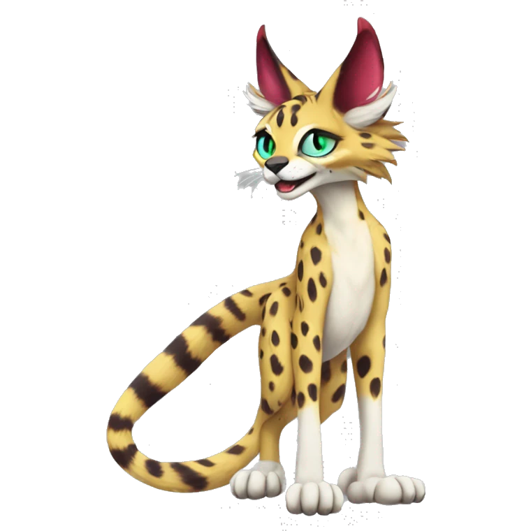 Anthro Epic Beautiful Handsome Pretty Colorful Sergal-Serval-Vernid full body emoji