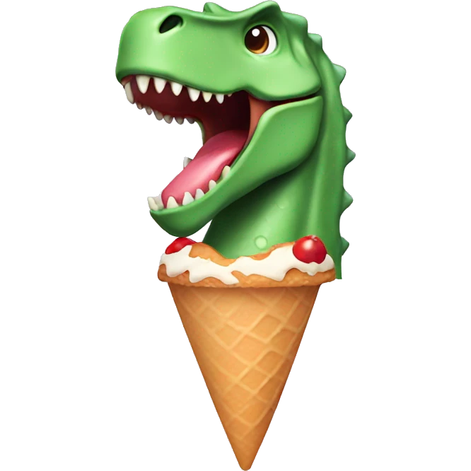 dinosaur with ice cream on head emoji