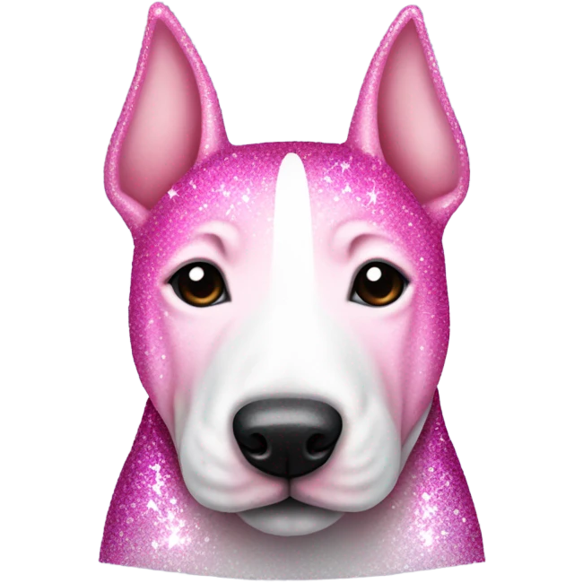 Pink ombre full-body bull terrier with glitter emoji