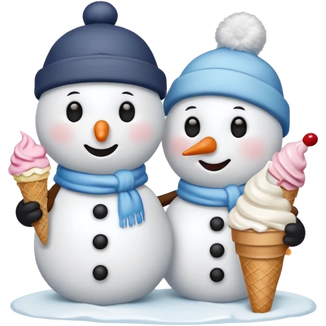 snowmen wearing cap with ice cream emoji