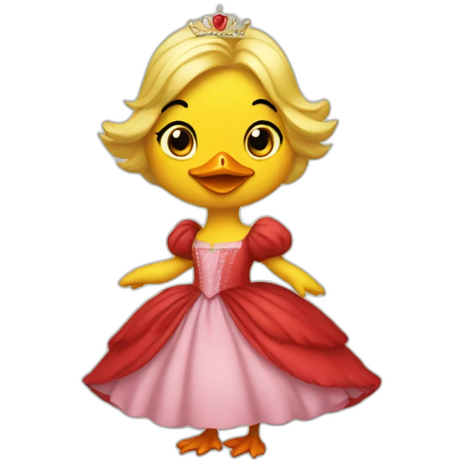 Duck with red princess dress emoji
