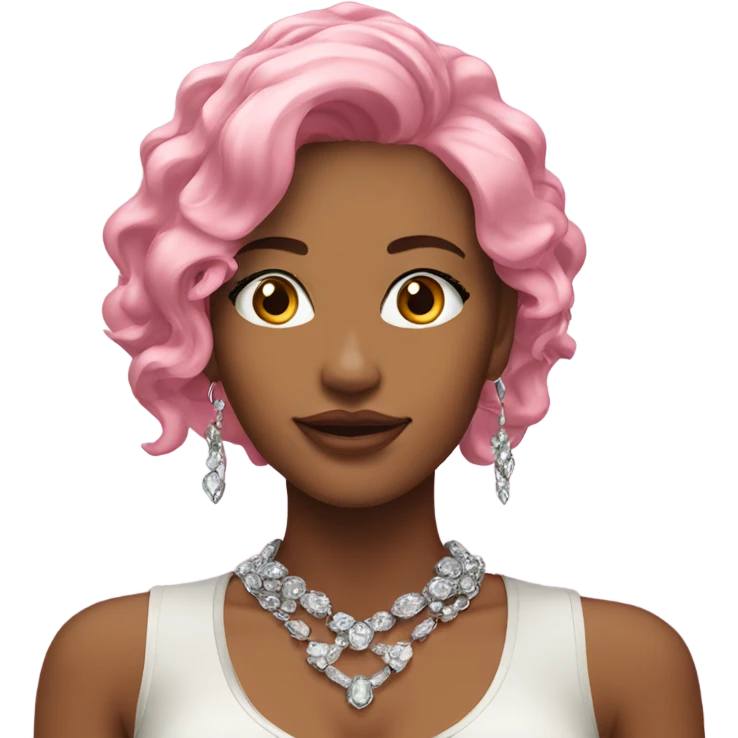 Female model with pink hair and with jewelry indoors emoji