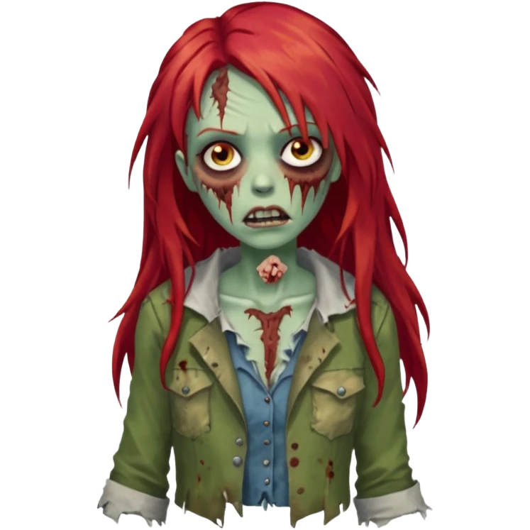Franja cabelo ruivo comprido zombie emoji
