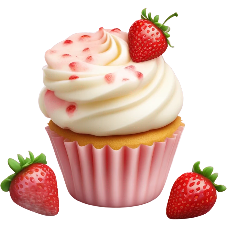 Cupcake with Strawberry cheesecake  bites emoji