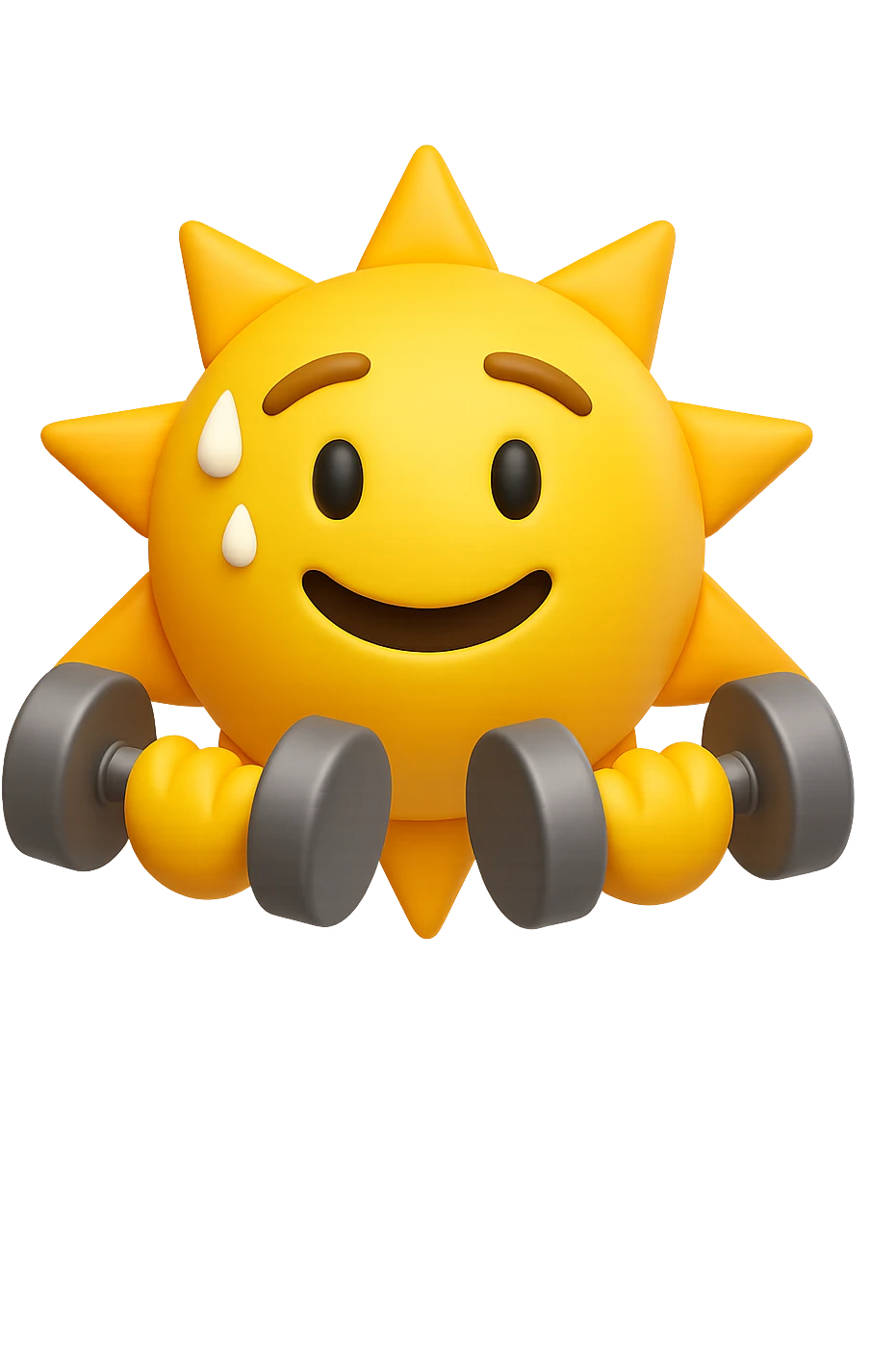emoji stile iphone 3d di un sole che si allena con i pesi emoji
