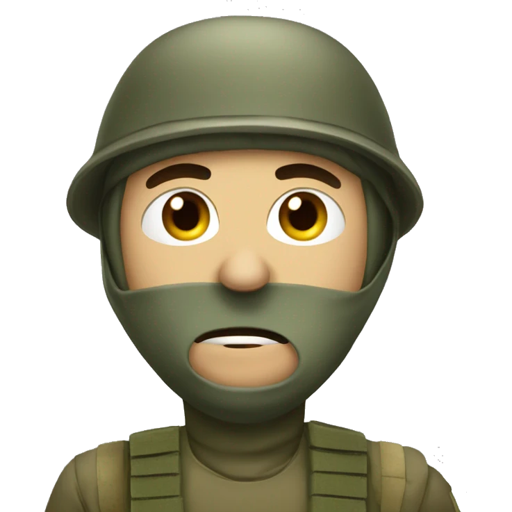 Confused army guy  with mask emoji