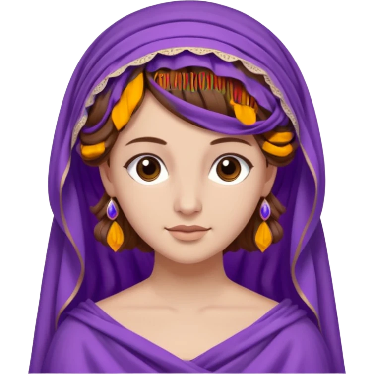 Odysseus' wife Penelope Greek myth brown hair purple cloth half updo veil emoji