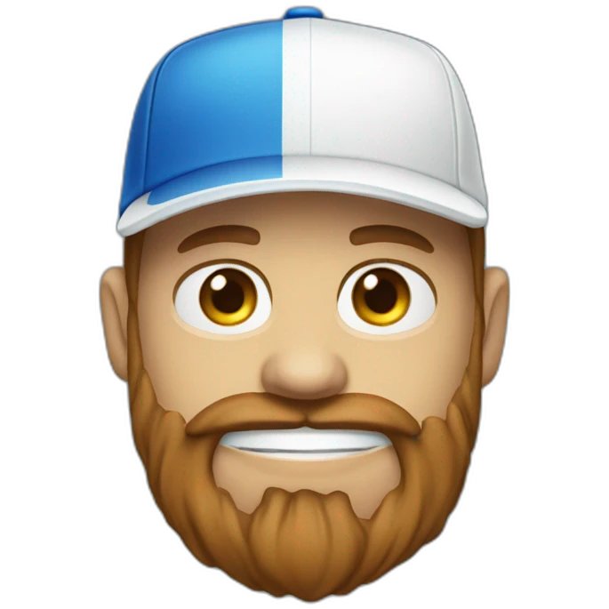 blue cap and white polo cleaner, with a brown beard emoji