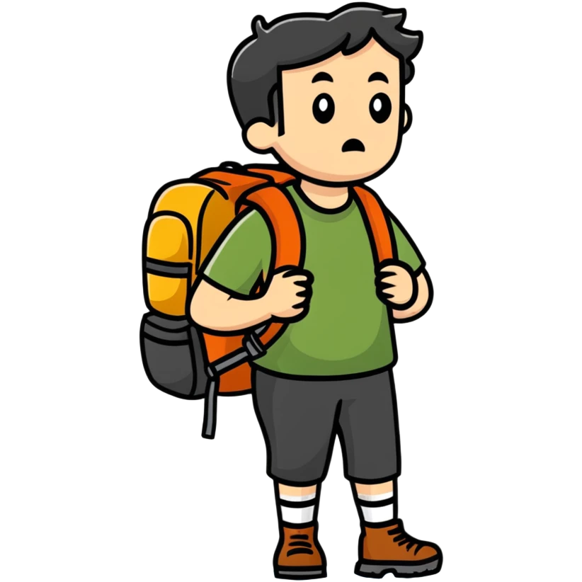 lost hiker with confused expression emoji