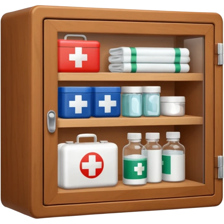 brown first aid cabinet front glass emoji