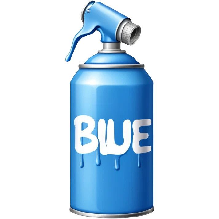 Blue spray paint can for graffiti with paint dripping emoji