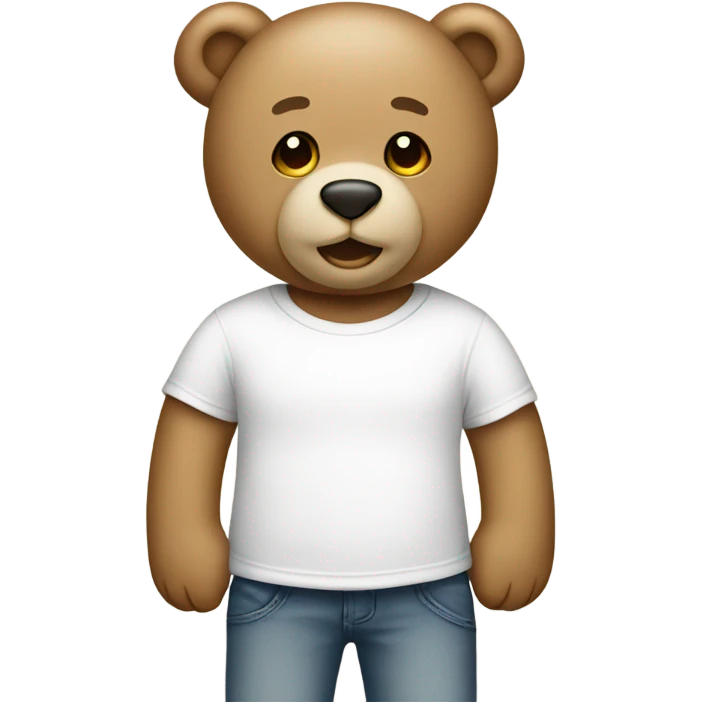 Beige teddy bear wearing a white t shirt  emoji