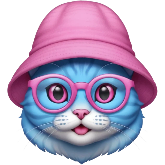 blue alien cat with pink hat  and spectacles emoji