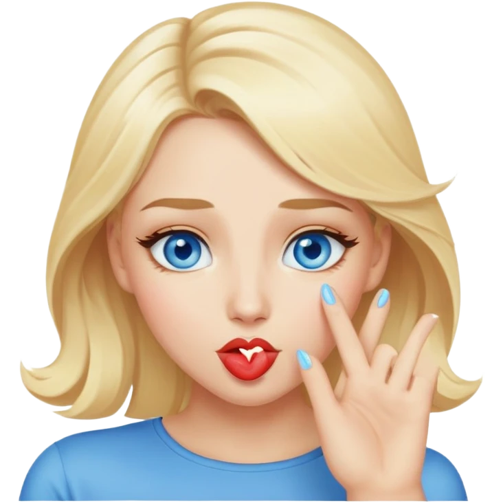 blonde woman with blue eyes and blonde hair blowing kisses emoji