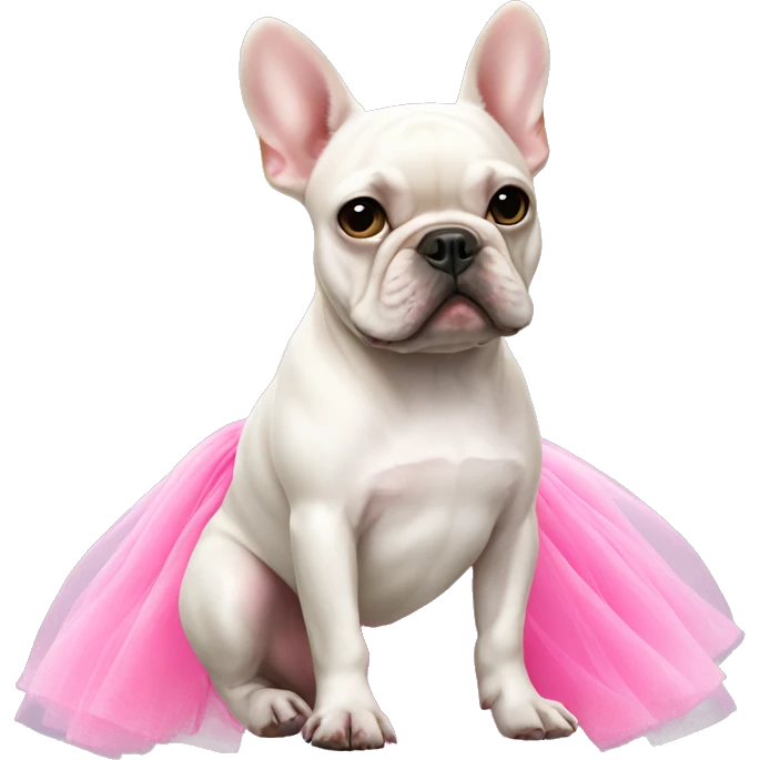 White French bulldog with pink tutu emoji