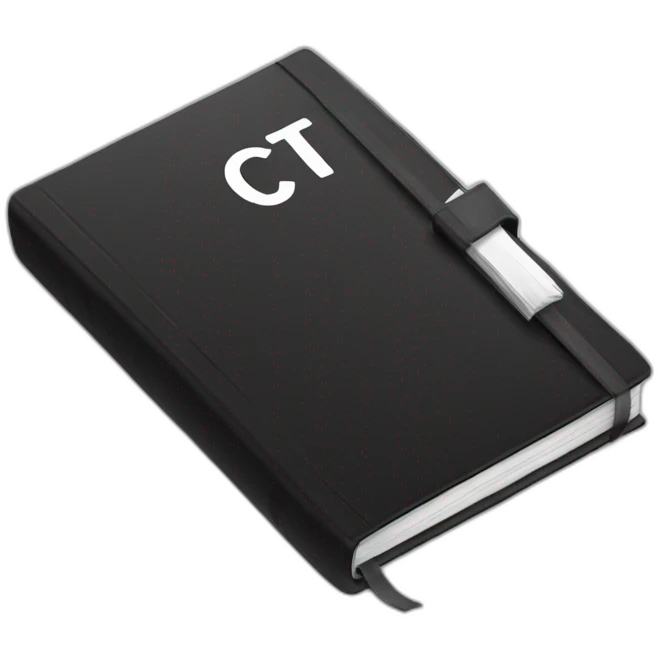 black book with white logo "ct" emoji