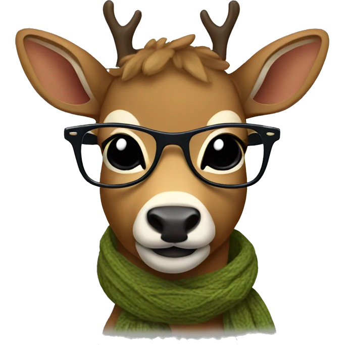 Deer with scarf and glasses emoji