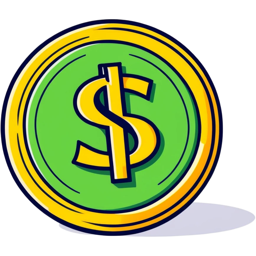 gold coin with dollar sign emoji