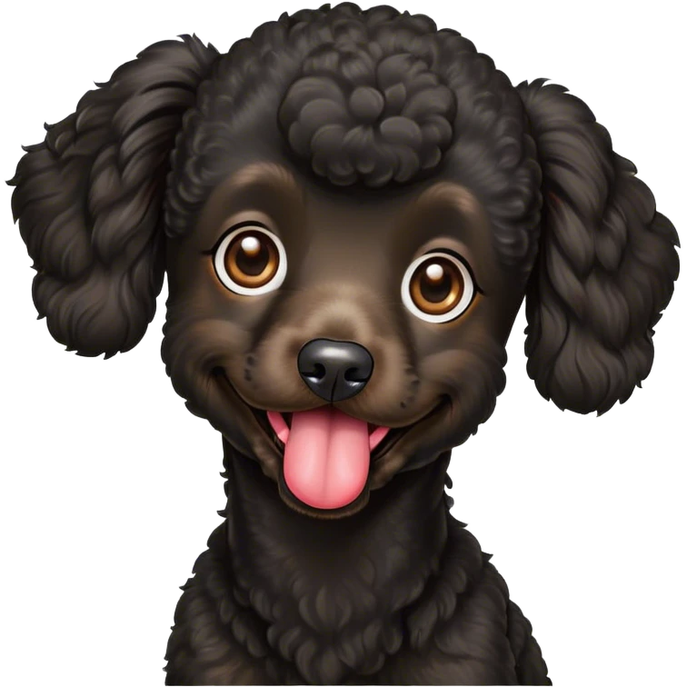 A black poodle with toungue hanging out of mouth emoji