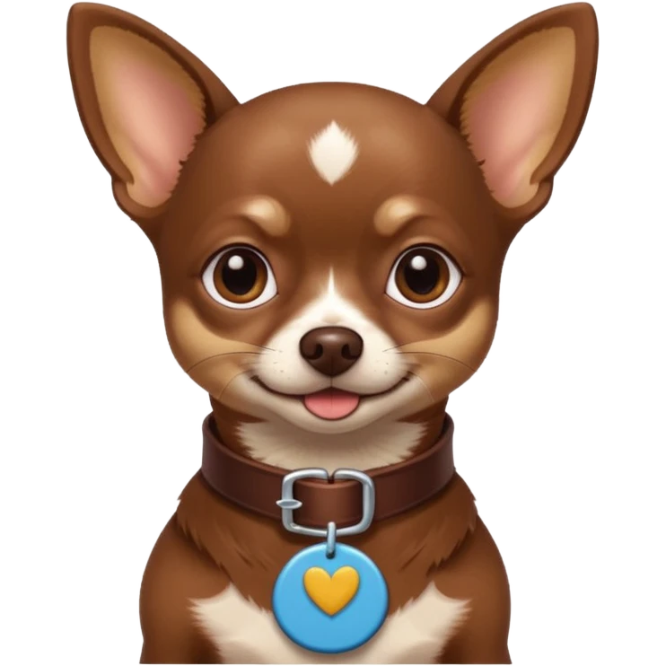 Chihuahua color chocolate, con un collar con su nombre "Charly" emoji
