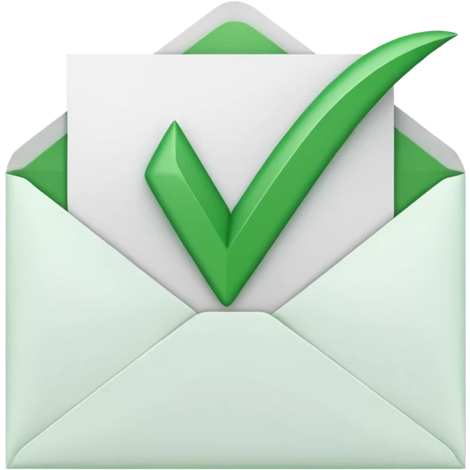 a letter with green checkbox inside the white envelop emoji