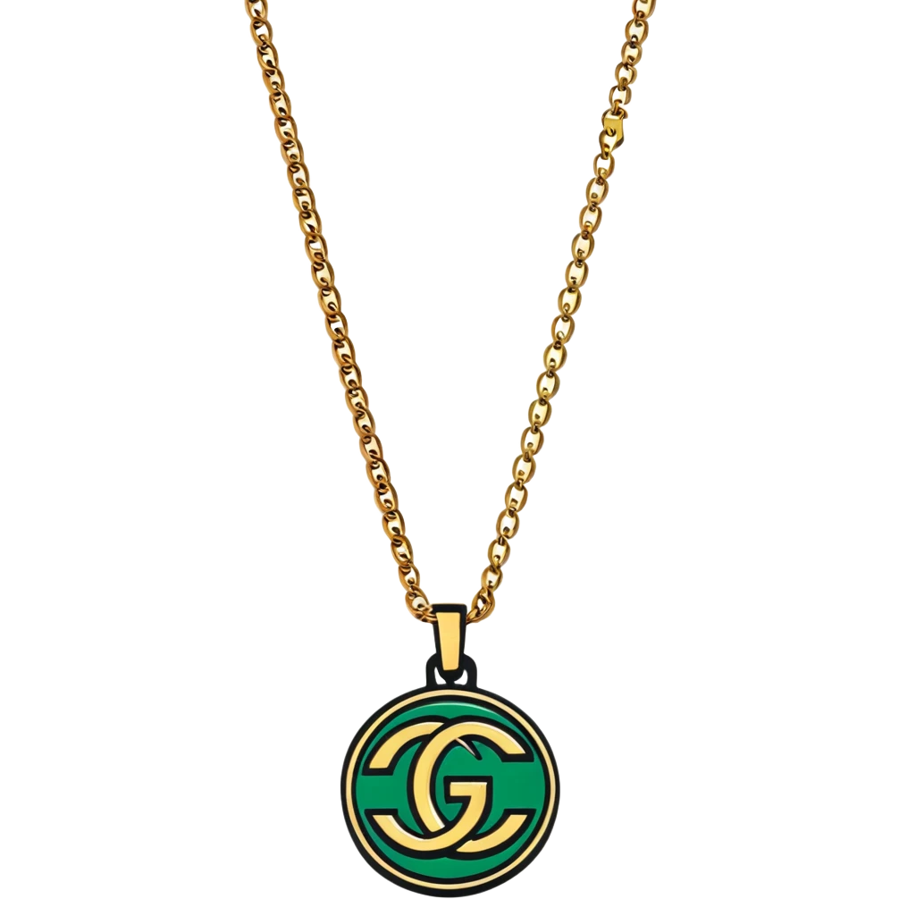 gold Gucci chain with G logo pendant emoji