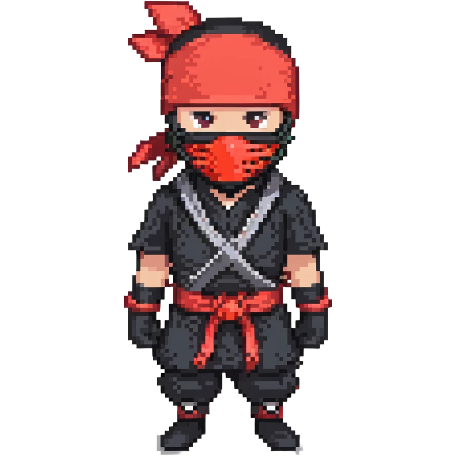 Masked ninja, red headband emoji