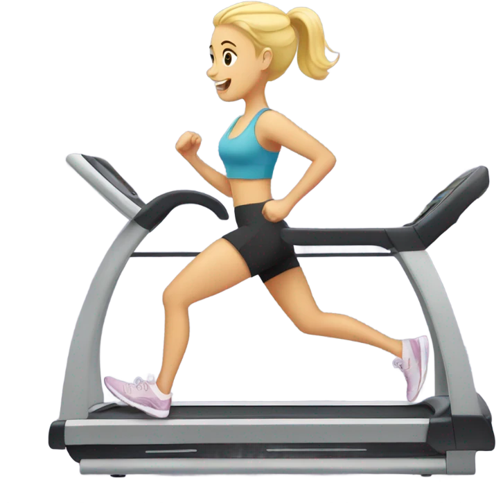 white girl with blonde hair on treadmill emoji