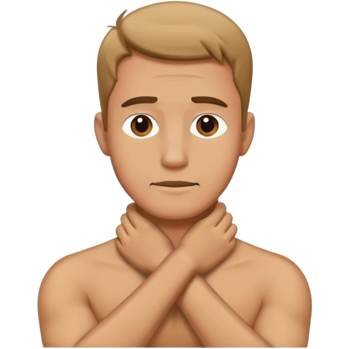 Man holding neck crossed emoji