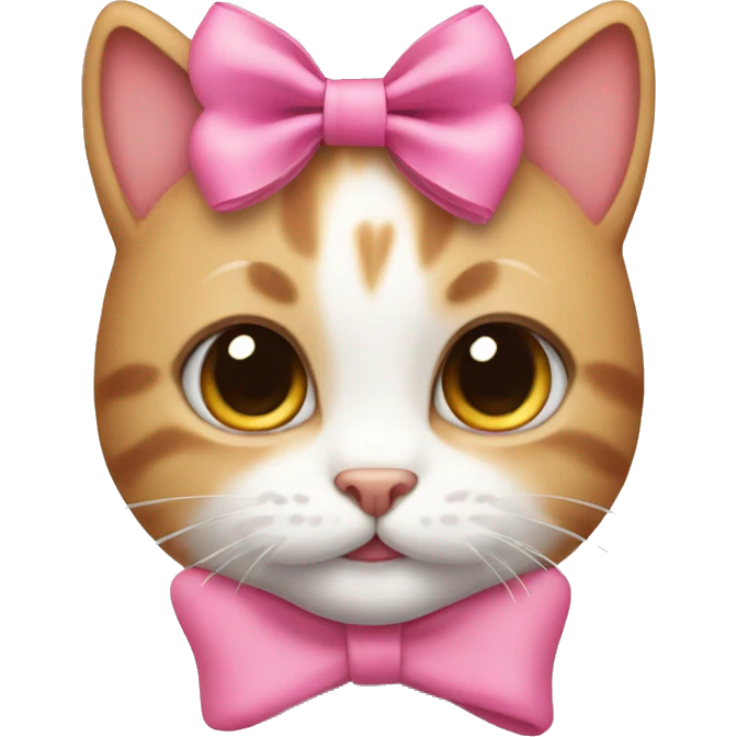 Cute cat wearing a pink bow emoji