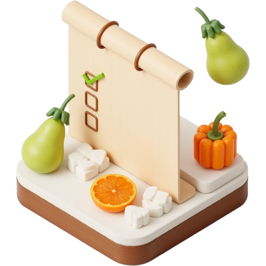 Floating Ingredients Around a List (with Transparent Background) emoji