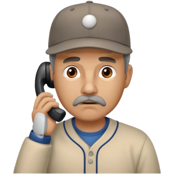 A man on the phone about to make a complaint but dad emoji