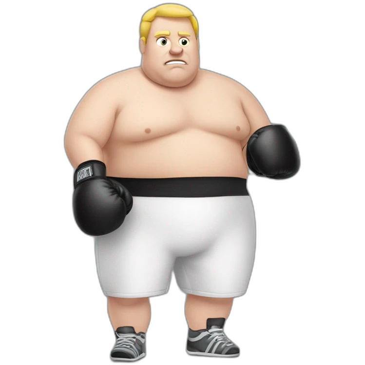 fat white man who boxing with gloves emoji